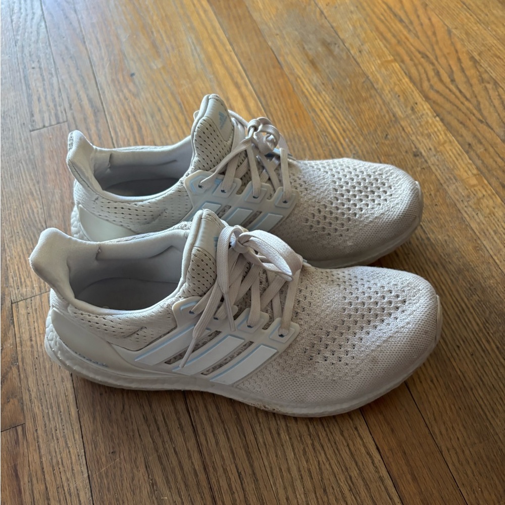 adidas White Knit Slip-On Sneakers